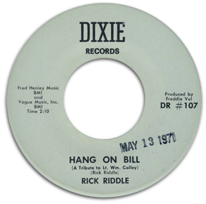 "Hang On Bill" by Rick Riddle, Dixie Records 107
