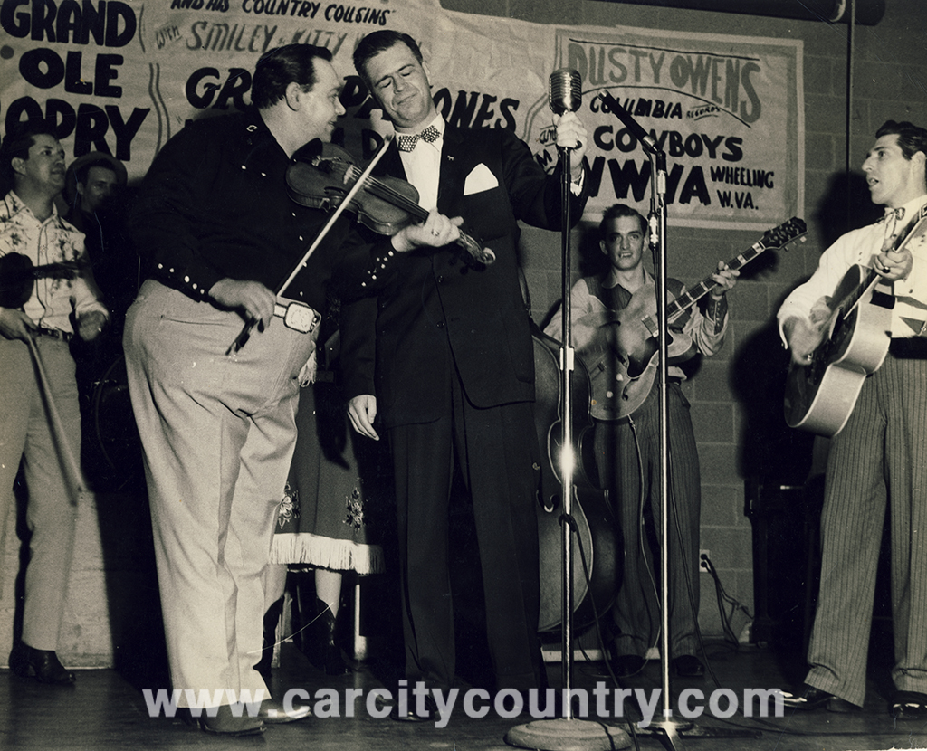 Casey Clark and Gov. Soapy Williams on stage at 12101 Mack Avenue, ca. 1955. Source: Clark family